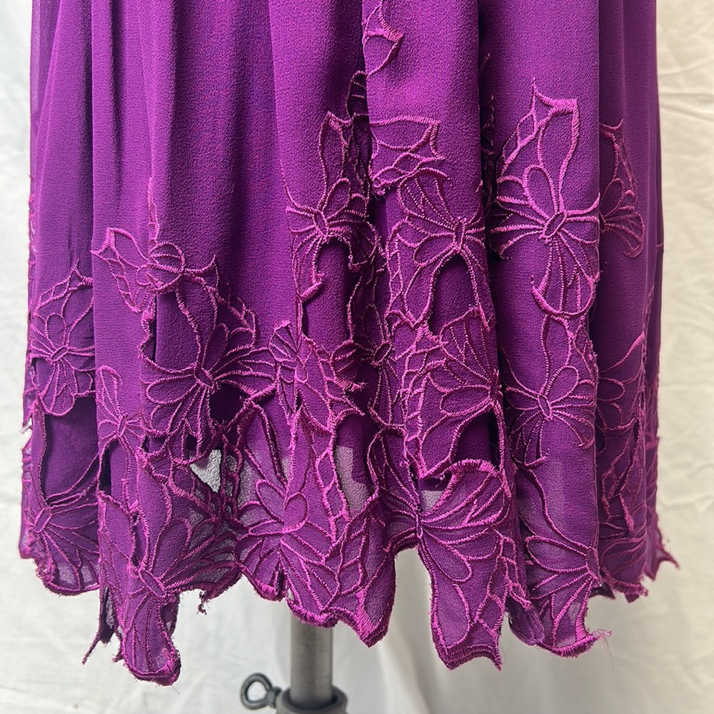Catherine Malandrino Purple silk chiffon embroidered dress - Picture 5 of 6
